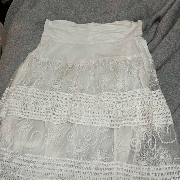 Chic Cream Lace A-Line Skirt - Picture 3 of 3